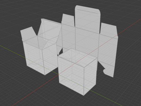 A cardboard box with a dovetail bottom Open closed and disassembled packaging 3D Model