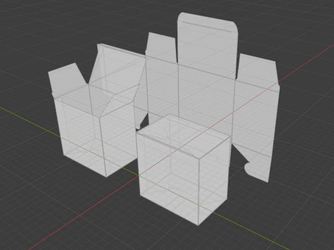 A cardboard box with a dovetail bottom Open closed and disassembled packaging 3D Model