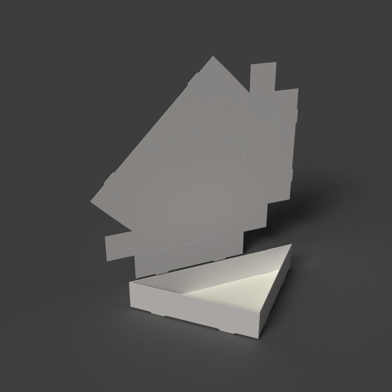 A self-assembling triangular cardboard tray without a lid Assembled and disassembled packaging 3D Model .c4d .max .obj .3ds .fbx .stl .blend