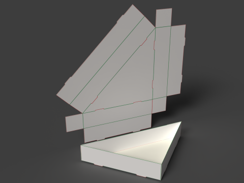 A self-assembling triangular cardboard tray without a lid Assembled and disassembled packaging 3D Model