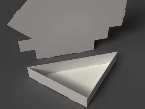 A self-assembling triangular cardboard tray without a lid Assembled and disassembled packaging 3D Model