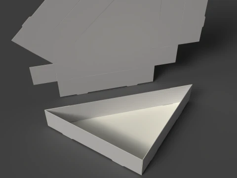 A self-assembling triangular cardboard tray without a lid Assembled and disassembled packaging 3D Model