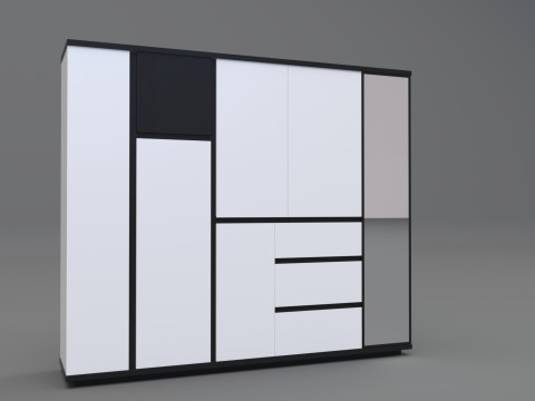 अलमारी काले और सफेद 3D मॉडल