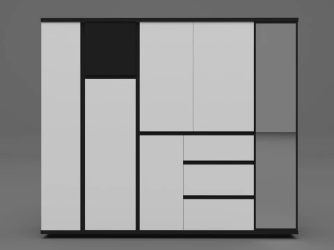 Wardrobe Black and White 3D Model