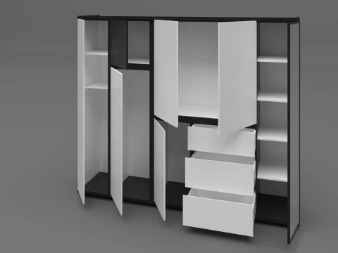 Wardrobe Black and White 3D Model