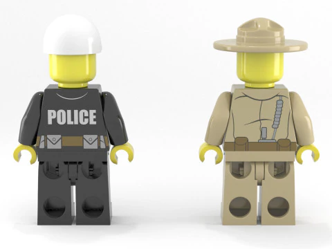 Lego Minifigure High Poly Police Pack 3D Model