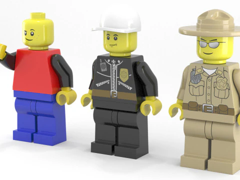 Lego Minifigure High Poly Police Pack 3D Model