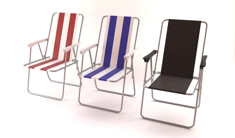 Camping Chair foldable 3D Model .c4d .max .obj .3ds .fbx .stl .blend