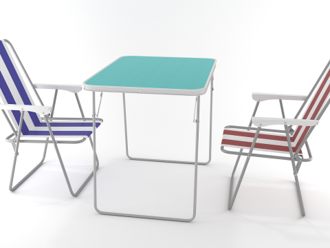 Camping Chair and Table foldable Set 3D Model