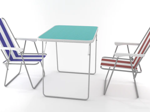 Camping Chair and Table foldable Set 3D Model