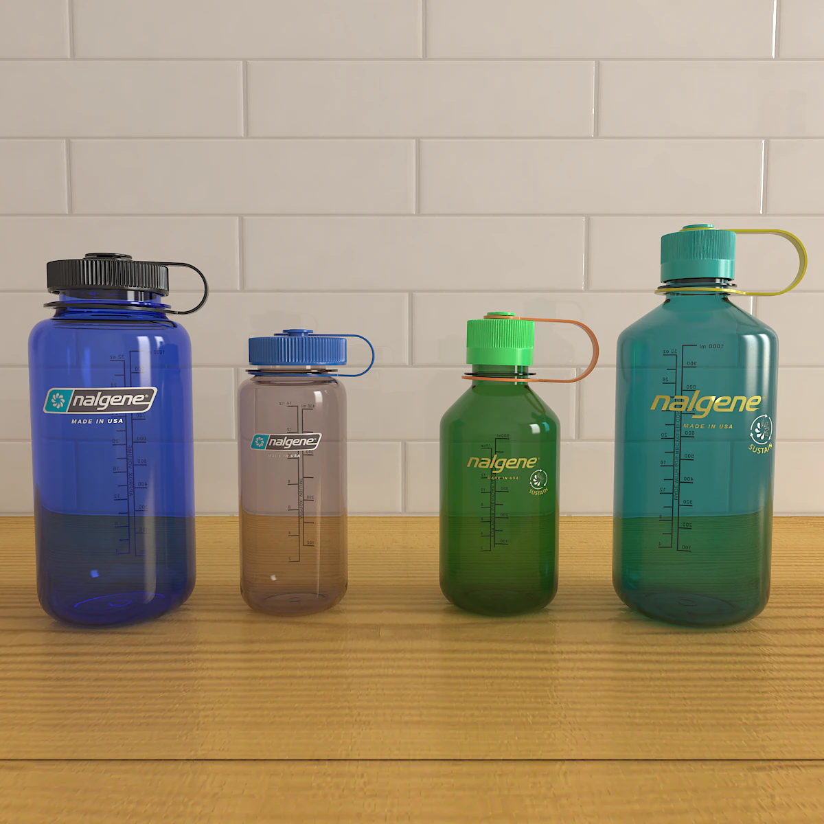 Nalgene Bottle Set Pack 3D Model .c4d .max .obj .3ds .fbx .stl .blend 