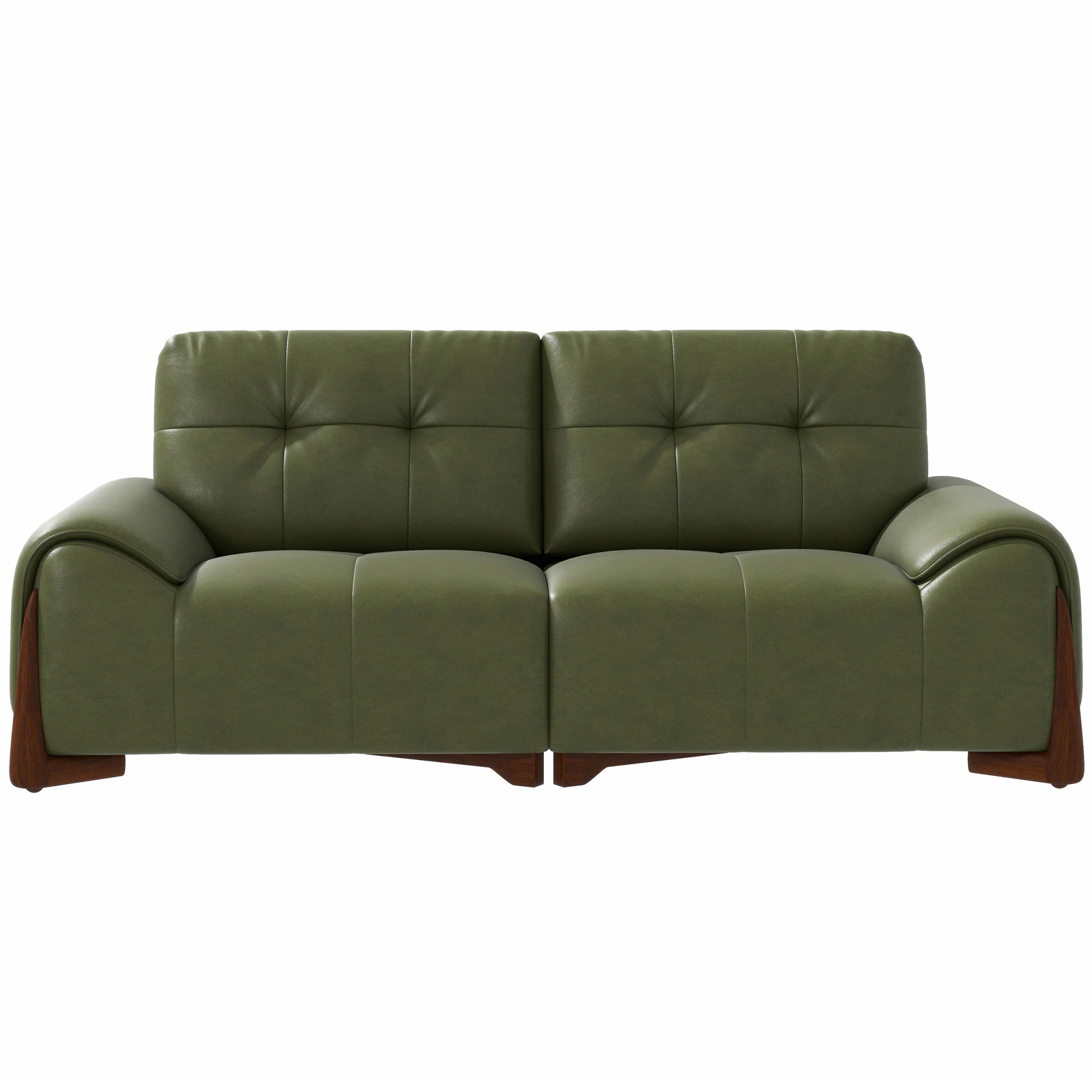 Tufted Olive Leather Sofa 3D Model .c4d .max .obj .3ds .fbx .stl .blend 