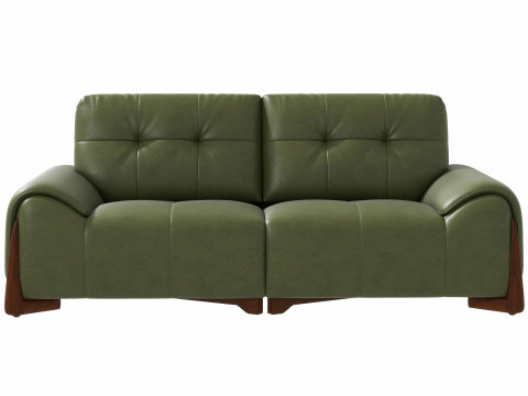 Тафтинговий шкіряний диван оливкового кольору 3D Модель