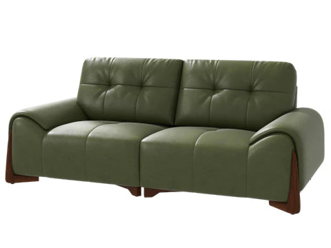 Tufted Olive Leather Sofa 3D Model