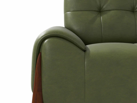 Tufted Olive Leather Sofa 3D Model