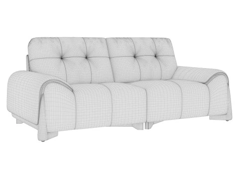 Tufted Olive Leather Sofa 3D Model