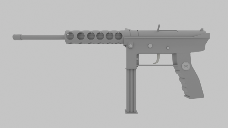 Pronto per il gioco con canna estesa TEC-9 Modello 3D .c4d .max .obj .3ds .fbx .stl .blend