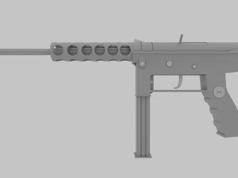 TEC-9 с удлиненным стволом готов к игре 3D Модель