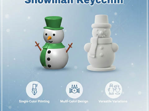 Customizable Snowman Keychain 3D print model 3D Print Model
