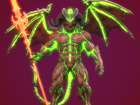 Demonic Warrior Duo - Pacchetto boss fantasy pronto per il gioco PBR Modello 3D