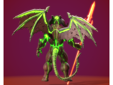 Demonic Warrior Duo - Pacchetto boss fantasy pronto per il gioco PBR Modello 3D