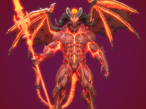 Demonic Warrior Duo - Pacchetto boss fantasy pronto per il gioco PBR Modello 3D