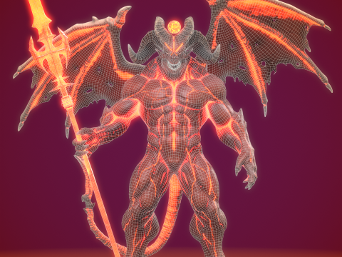 Demonic Warrior Duo - Pacchetto boss fantasy pronto per il gioco PBR Modello 3D