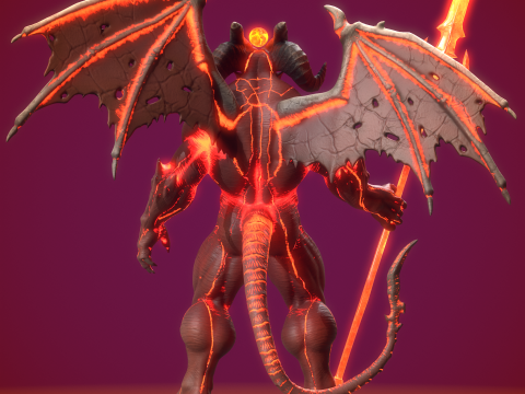 Demonic Warrior Duo - Pacchetto boss fantasy pronto per il gioco PBR Modello 3D