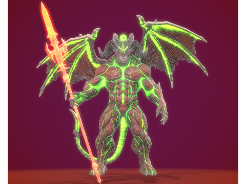 Demonic Warrior Duo - Pacchetto boss fantasy pronto per il gioco PBR Modello 3D
