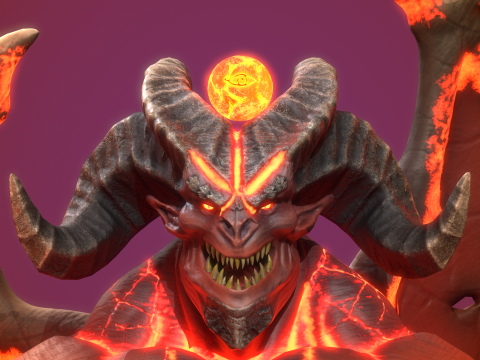 Demonic Warrior Duo - Pacchetto boss fantasy pronto per il gioco PBR Modello 3D