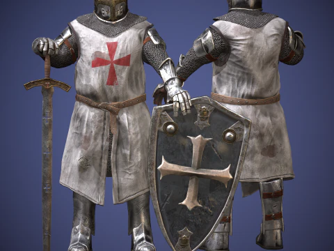 Medieval Templar Knights Pack 3D Model