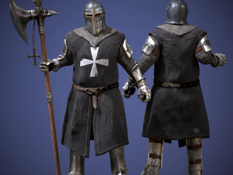 Medieval Templar Knights Pack 3D Model