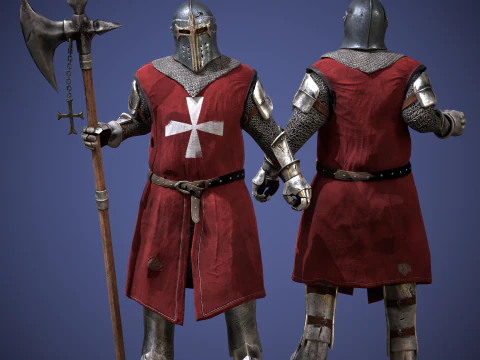Medieval Templar Knights Pack 3D Model