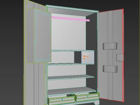 Modern Iron Almirah - Powder Coated Metal Wardrobe 3D Model