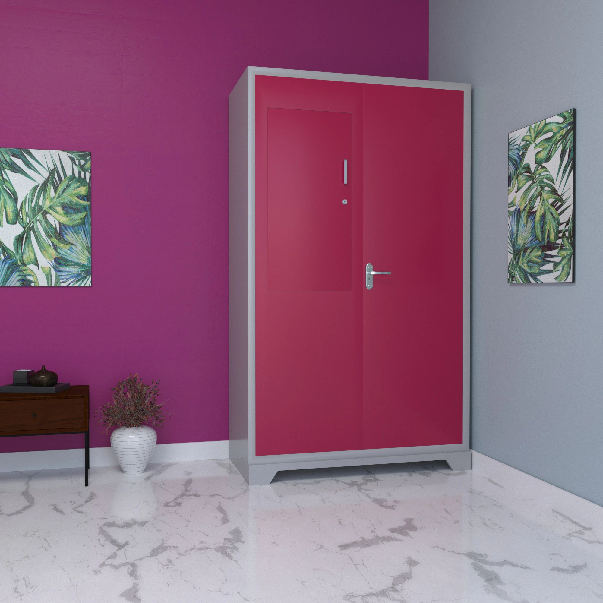 Modern Iron Almirah - Powder Coated Metal Wardrobe 3D Model .c4d .max .obj .3ds .fbx .stl .blend 