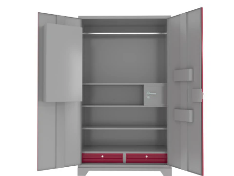 Modern Iron Almirah - Powder Coated Metal Wardrobe 3D Model