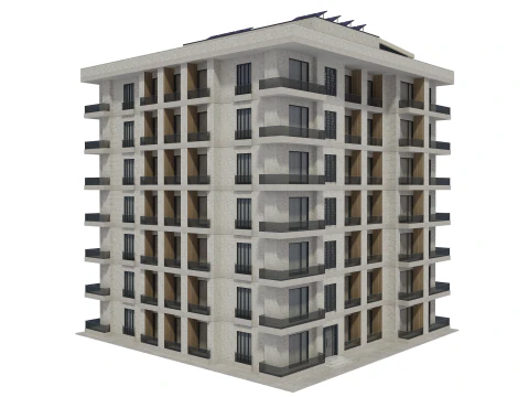 Apartment Building with Interior 3D Model