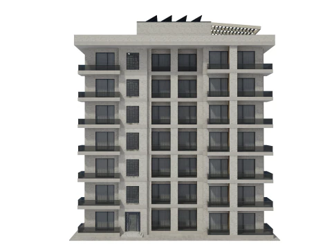 Apartment Building with Interior 3D Model
