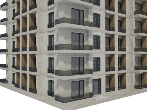 Apartment Building with Interior 3D Model