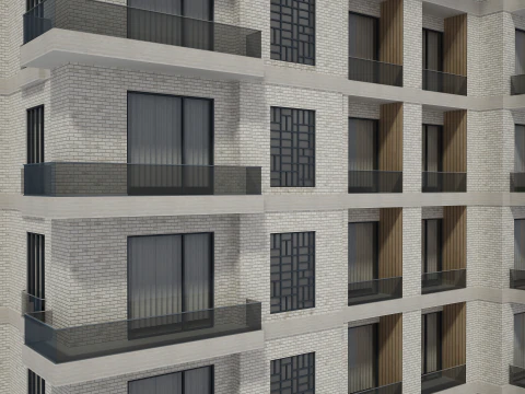 Apartment Building with Interior 3D Model