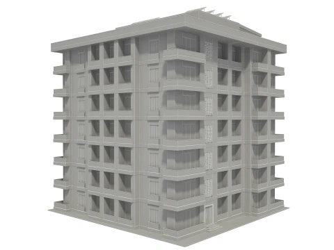 Apartment Building with Interior 3D Model
