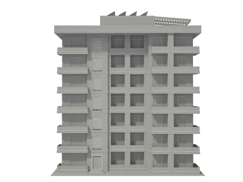 Apartment Building with Interior 3D Model
