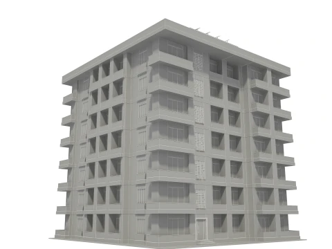 Apartment Building with Interior 3D Model