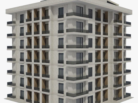 Apartment Building with Interior 3D Model