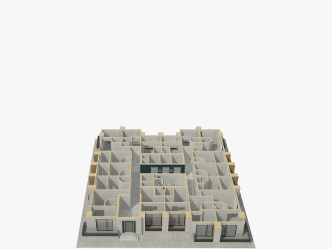 Apartment Building with Interior 3D Model