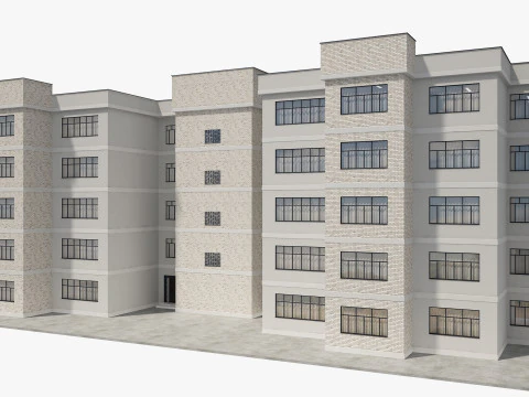Apartment Building with Interior 3D Model