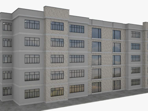 Apartment Building with Interior 3D Model