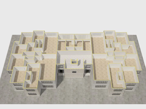 Apartment Building with Interior 3D Model