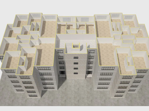 Apartment Building with Interior 3D Model