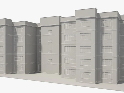Apartment Building with Interior 3D Model